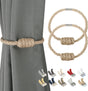 Magnetic Jute Curtain Tiebacks, Decorative Drapery Holdbacks Bohemian Style Woven Tie-Backs with Exquisite V1258-DP02-B-3701