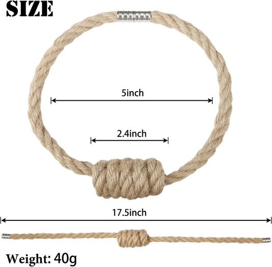 Magnetic Jute Curtain Tiebacks, Decorative Drapery Holdbacks Bohemian Style Woven Tie-Backs with Exquisite V1258-DP02-B-3701