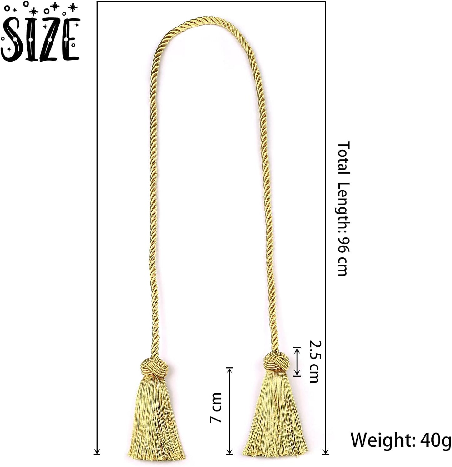2 Pack Curtain Handmade Tiebacks Decorative Curtain Holdbacks with Tassel (Gold, 2 Pack) V1258-DP02-B-3704