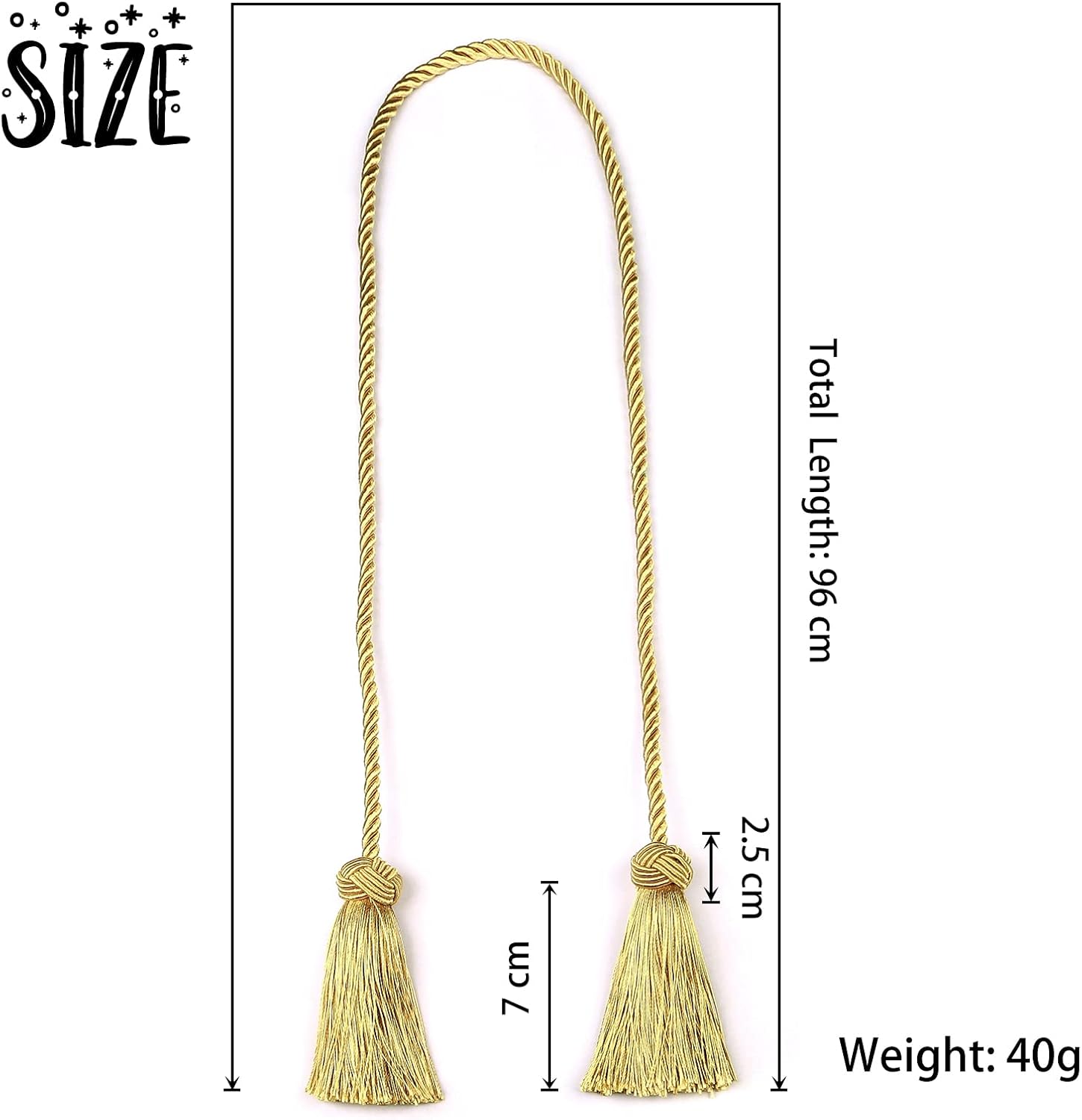 2 Pack Curtain Handmade Tiebacks Decorative Curtain Holdbacks with Tassel (Gold, 2 Pack) V1258-DP02-B-3704