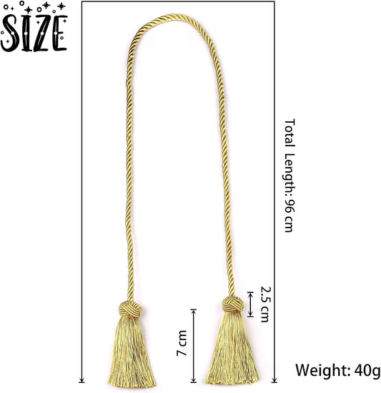 2 Pack Curtain Handmade Tiebacks Decorative Curtain Holdbacks with Tassel (Gold, 2 Pack) V1258-DP02-B-3704
