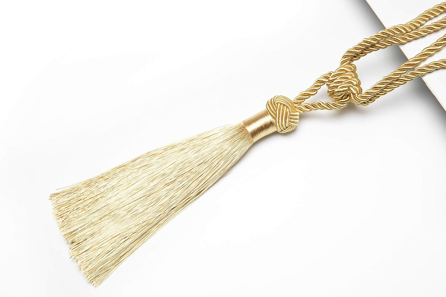 Curtain Tiebacks Hand-Woven Holdbacks Home Decorative Tassels Tiebacks (Gold, 2 Pack) V1258-DP02-B-3705