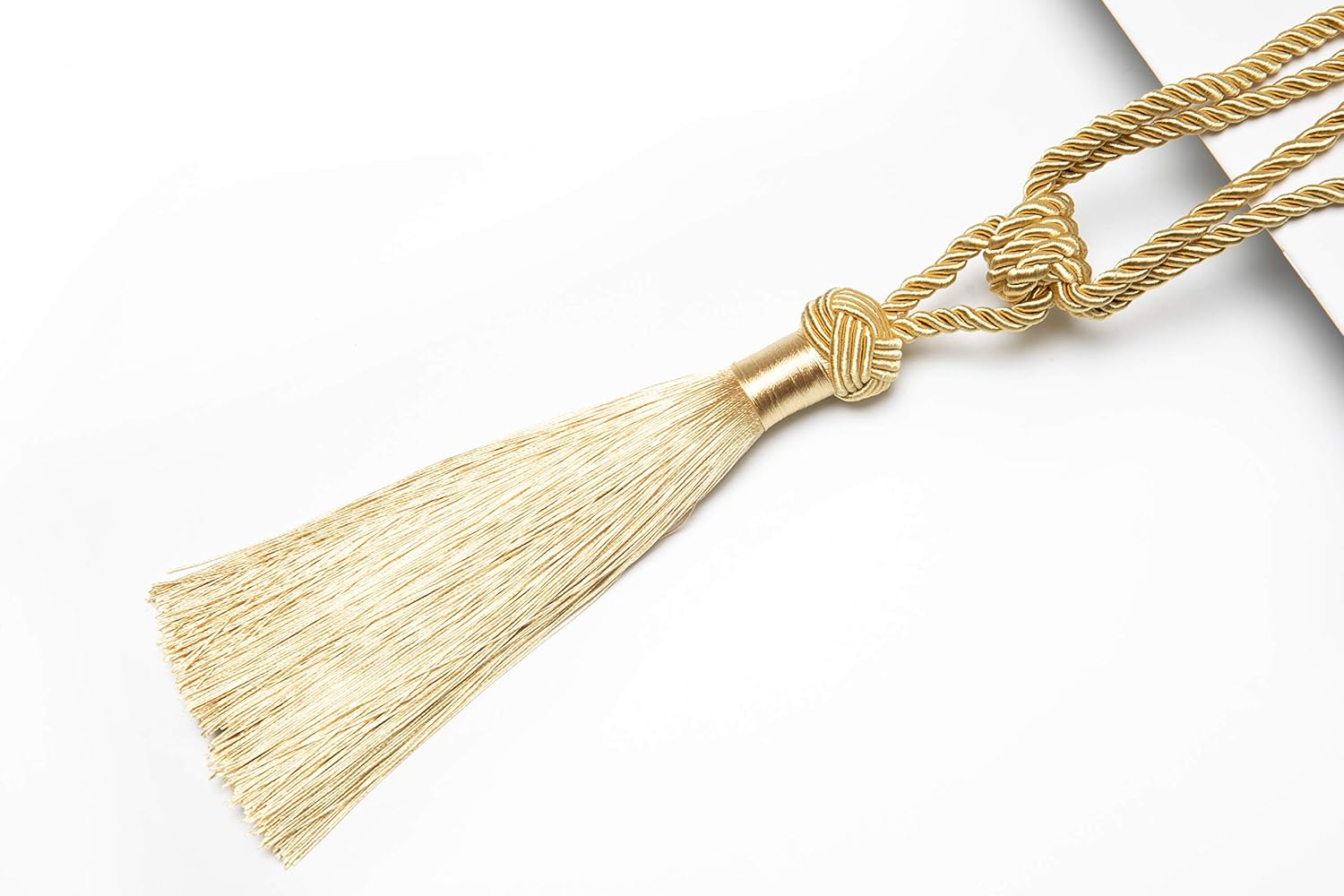 Curtain Tiebacks Hand-Woven Holdbacks Home Decorative Tassels Tiebacks (Gold, 2 Pack) V1258-DP02-B-3705