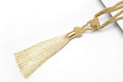 Curtain Tiebacks Hand-Woven Holdbacks Home Decorative Tassels Tiebacks (Gold, 2 Pack) V1258-DP02-B-3705