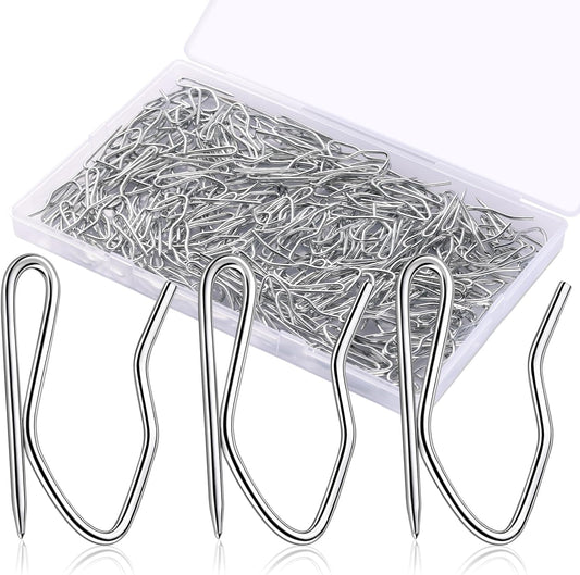 Metal Curtain Hooks, 200pcs Drapery Pins Stainless Steel Pin-on Hooks for Window Shower Door Curtain, Silver V1258-DP02-B-371