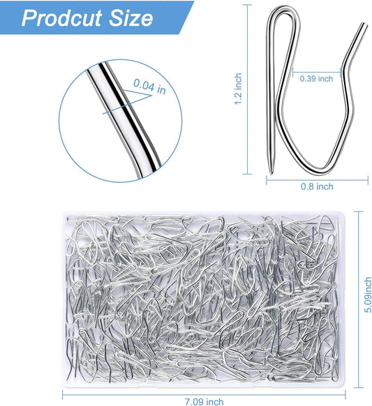 Metal Curtain Hooks, 200pcs Drapery Pins Stainless Steel Pin-on Hooks for Window Shower Door Curtain, Silver V1258-DP02-B-371