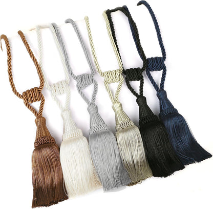 Curtain Tiebacks Handmade Holdbacks for Curtains Drape Decorative Tie Backs with Tassels(Coffee, 2 Pack) V1258-DP02-B-3711
