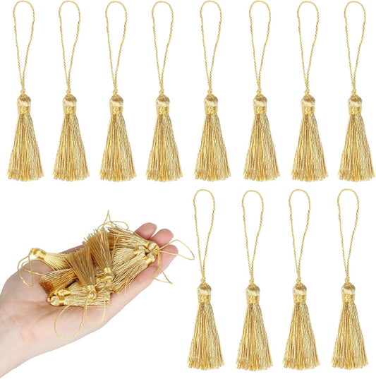 45 pcs Mini Bookmark Tassels 3.75inch/9.5cm Silky Handmade Key Tassel with 2.15inch Cord Loop, DIY Craft V1258-DP02-B-3712