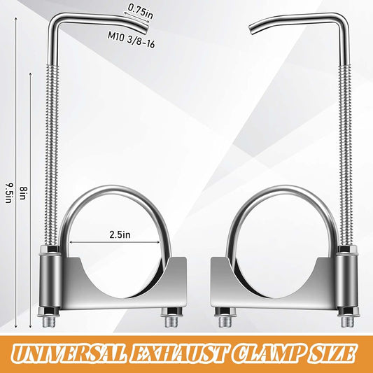 1 Pcs 2.5 Inch Universal Exhaust Clamp with Hanger, Made of Heavy-duty Clamp with Rear Muffler Hanger Exhaust V1258-DP02-B-3717