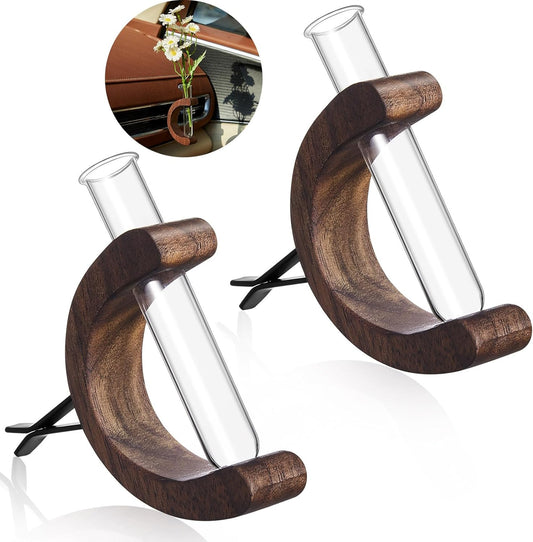 2 Pcs Mini Glass Car Flower Vase Clip Holder Car Propagation Vase Vent Clip Plant Holder Auto Glass Tube for V1258-DP02-B-3718