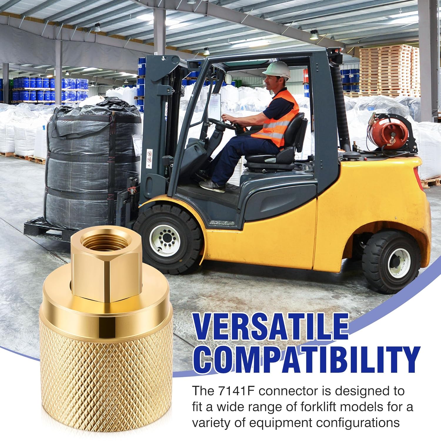 1 Pack Forklift Connector Female, Replacement for 7141F Propane Tank Connector, 1-1/4" Female Inlet x 1/4" V1258-DP02-B-3724