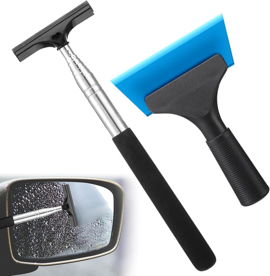 2 Pcs Side Mirror Squeegee Small 39 Inch Retractable Handle Car Squeegee with 5 Inch Car Window Mini Rearview V1258-DP02-B-3730