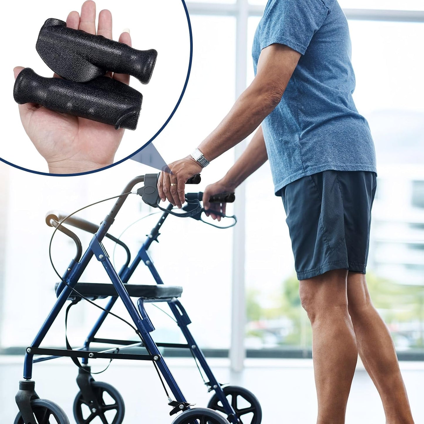 2 Pair Universal Rollator Hand Grip Replacement Parts for Rollator and Wheelchair Left and Right Hand Grips V1258-DP02-B-3735