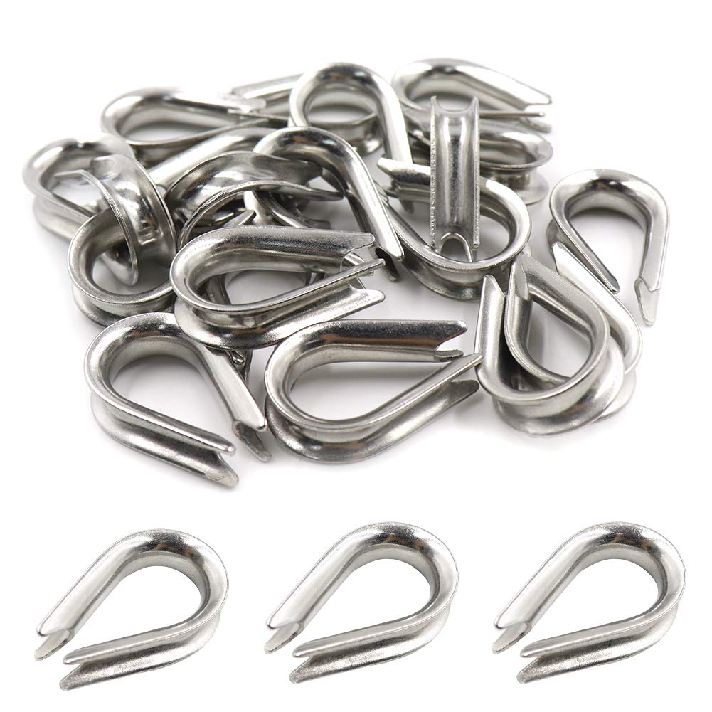 M5 Stainless Steel Thimble for 5/32" - 3/16" Dia Wire Rope Cable Thimbles Rigging-20pcs V1258-DP02-B-3737