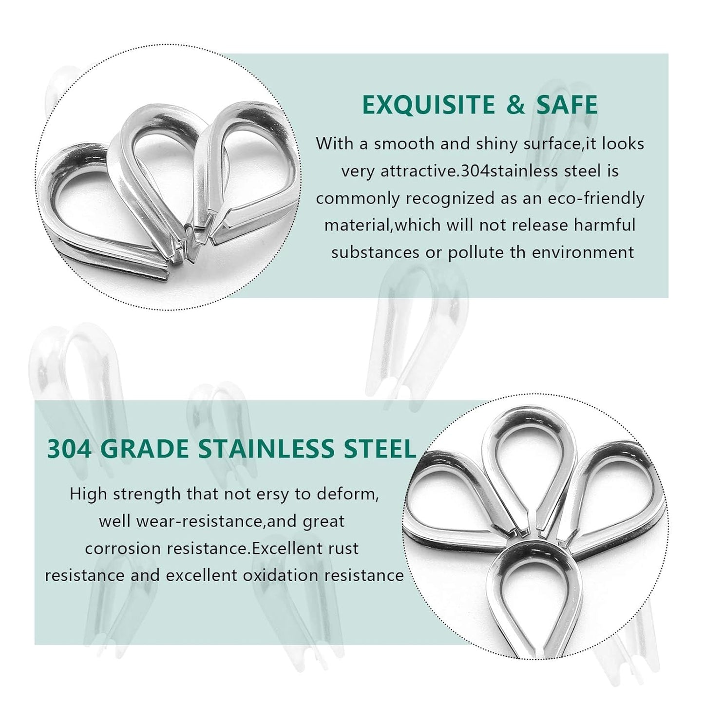 M5 Stainless Steel Thimble for 5/32" - 3/16" Dia Wire Rope Cable Thimbles Rigging-20pcs V1258-DP02-B-3737