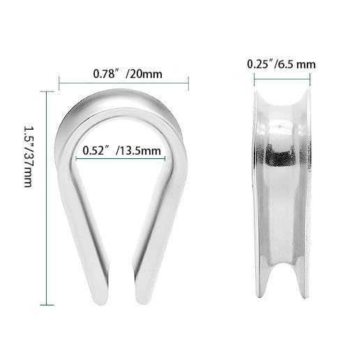 M5 Stainless Steel Thimble for 5/32" - 3/16" Dia Wire Rope Cable Thimbles Rigging-20pcs V1258-DP02-B-3737