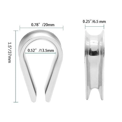 M5 Stainless Steel Thimble for 5/32" - 3/16" Dia Wire Rope Cable Thimbles Rigging-20pcs V1258-DP02-B-3737