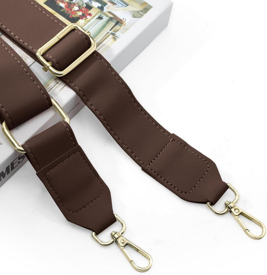 Dark Brown Leather Purse Strap Wide Adjustable Shoulder Purse Strap Handbags Replacement Crossbody Straps V1258-DP02-B-3738