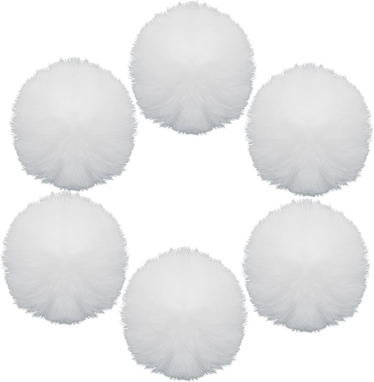 12 Pack Small Faux Fur Pom Pom Balls, 2.75 inch Fluffy Pompom Ball Elastic Loop Accessories, White Pompoms V1258-DP02-B-3739