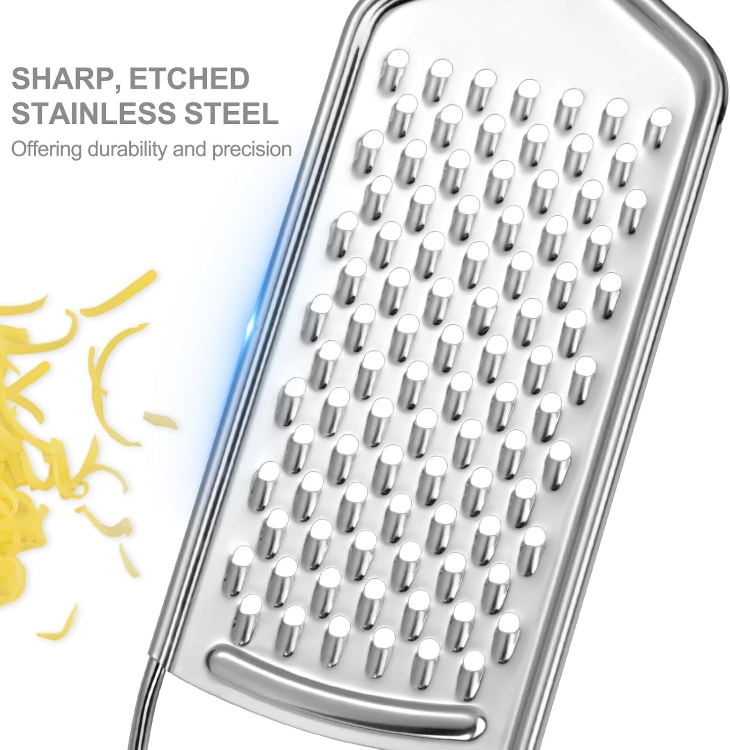 Cheese Grater, 3 Packs Stainless Steel Lemon Zester Grater with Silicone Handle for Cheese, Chocolate, V1258-DP02-B-374