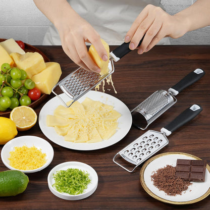 Cheese Grater, 3 Packs Stainless Steel Lemon Zester Grater with Silicone Handle for Cheese, Chocolate, V1258-DP02-B-374