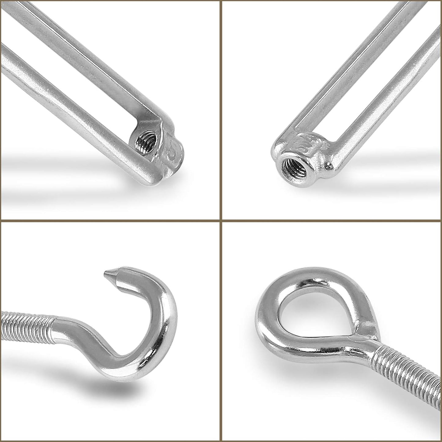 5pcs M5 Stainless Steel 304 Hook & Eye Turnbuckles Adjustable Wire Rope Tensioner V1258-DP02-B-3740