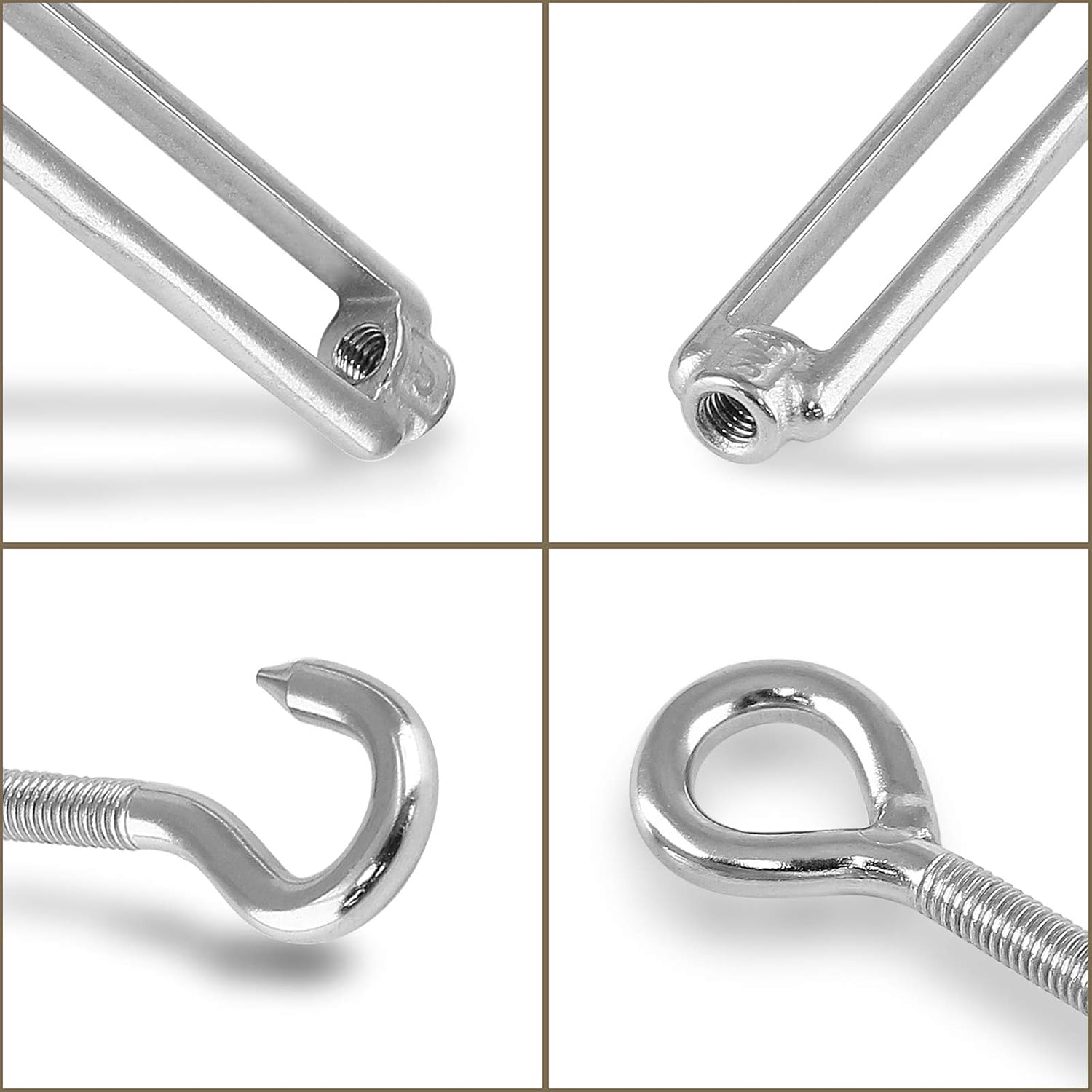 5pcs M5 Stainless Steel 304 Hook & Eye Turnbuckles Adjustable Wire Rope Tensioner V1258-DP02-B-3740