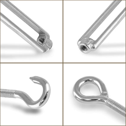 5pcs M5 Stainless Steel 304 Hook & Eye Turnbuckles Adjustable Wire Rope Tensioner V1258-DP02-B-3740