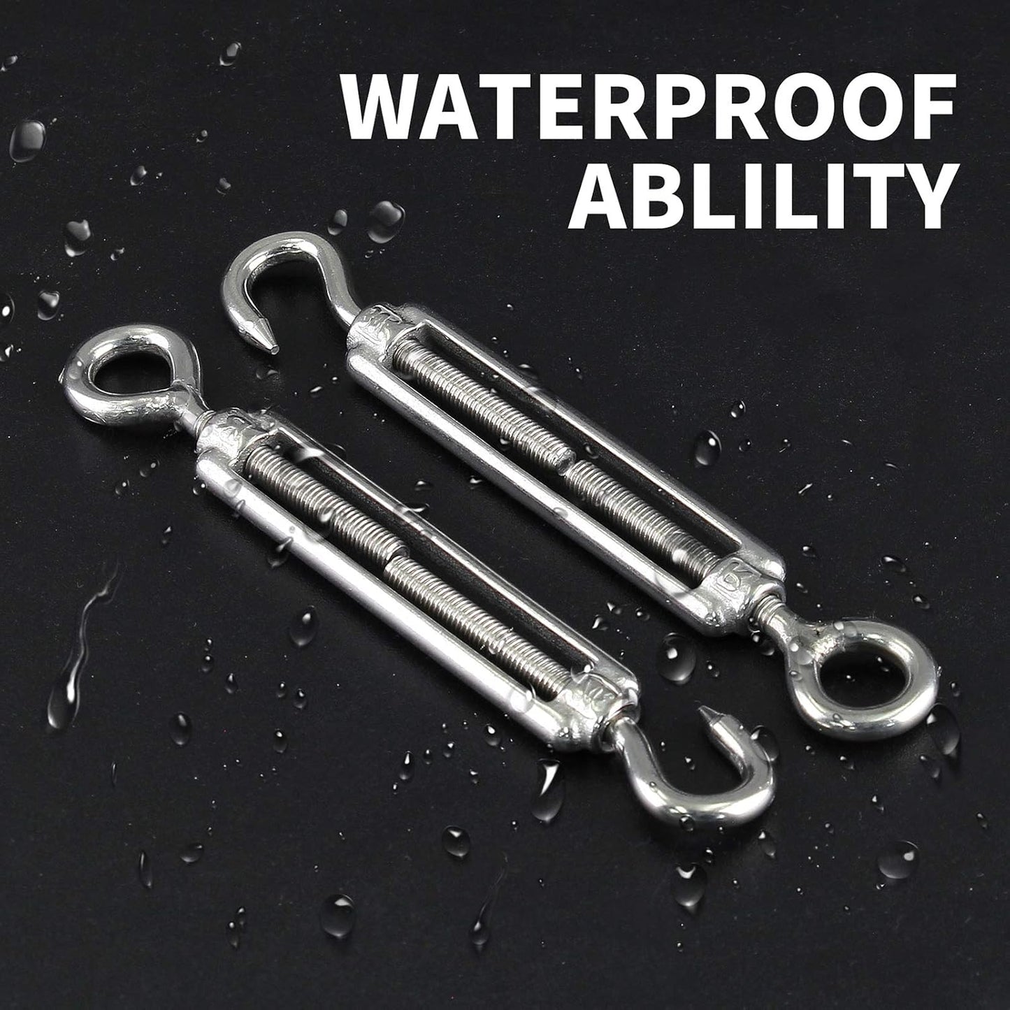 5pcs M5 Stainless Steel 304 Hook & Eye Turnbuckles Adjustable Wire Rope Tensioner V1258-DP02-B-3740
