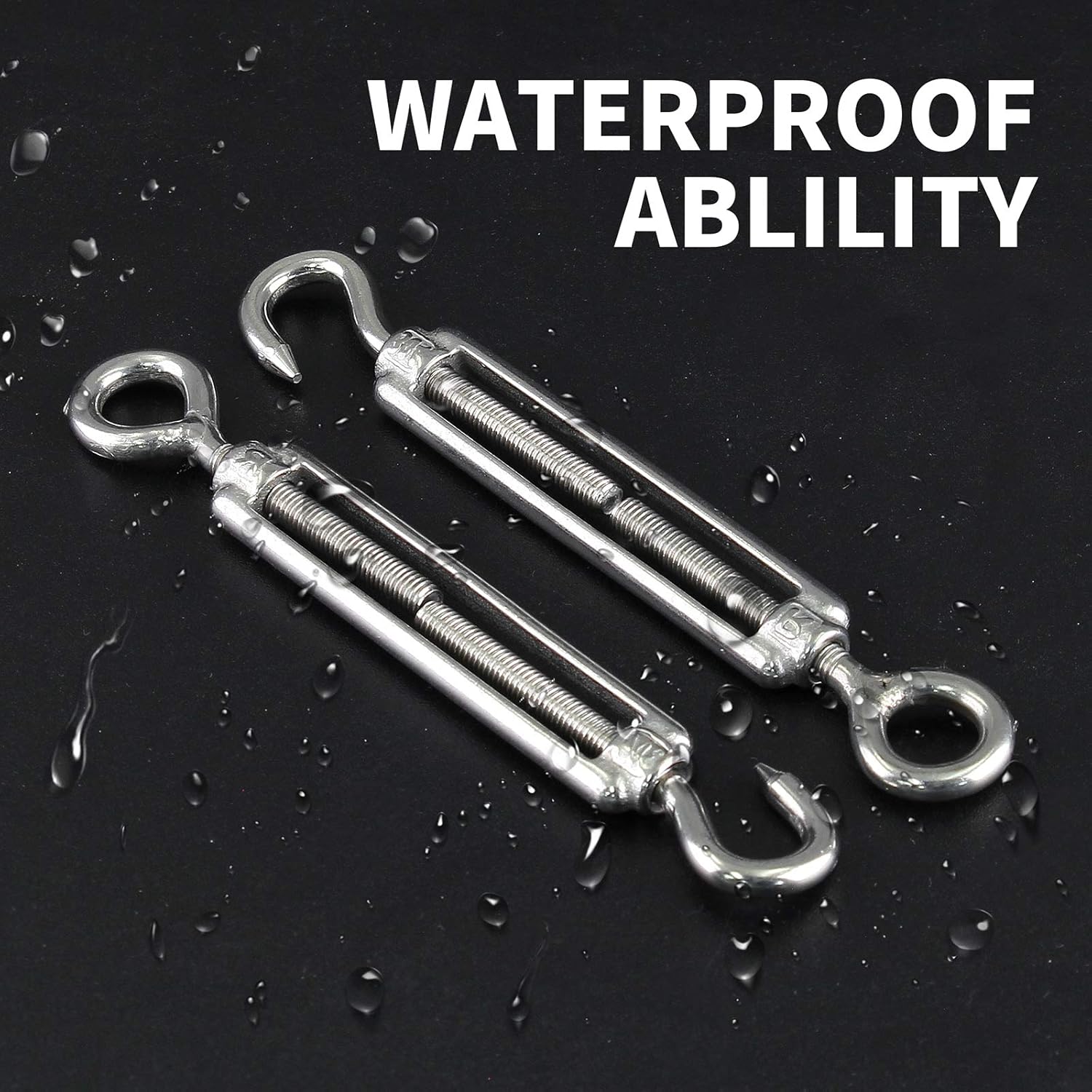 5pcs M5 Stainless Steel 304 Hook & Eye Turnbuckles Adjustable Wire Rope Tensioner V1258-DP02-B-3740