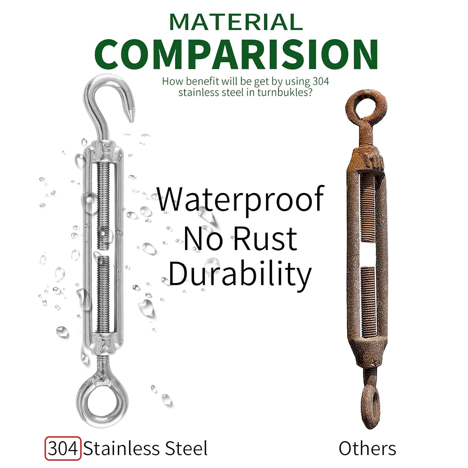 5pcs M5 Stainless Steel 304 Hook & Eye Turnbuckles Adjustable Wire Rope Tensioner V1258-DP02-B-3740