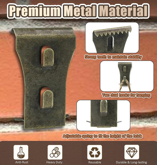 8Pcs Brick Clips for Hanging Outdoors Metal Brick Hangers Brick Wall Hooks Hangers for Outside Wall Home V1258-DP02-B-3742