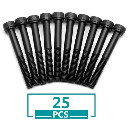 25pcs M6-1.0 x 50mm Socket Head Cap Screws Bolts, Grade 12.9 Alloy Steel Machine Thread Bolt, Black Oxide V1258-DP02-B-3746