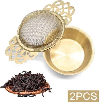 2 Pack Tea Strainers with Drip Bowls Stainless Steel Mesh Tea Infusers Loose Leaf Tea Filter with Handles Tea V1258-DP02-B-3747