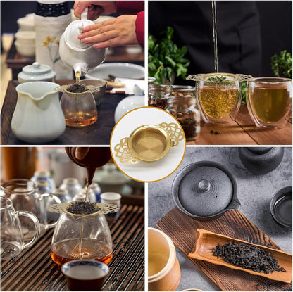 2 Pack Tea Strainers with Drip Bowls Stainless Steel Mesh Tea Infusers Loose Leaf Tea Filter with Handles Tea V1258-DP02-B-3747