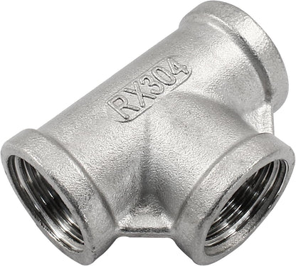 2 PCS 1/2 Inch Female NPT Tee Pipe Adapter Cast Pipe Fitting, Stainless Steel 3-Way T Shaped Pipe Fitting V1258-DP02-B-3749