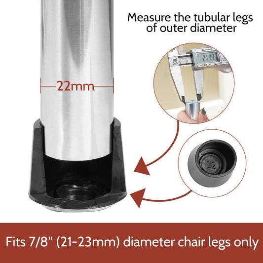 Chair Leg Caps, Non-Slip Rubber Leg Tips 7/8'' Inner Diameter Chair Leg Floor Protectors Covers Round Black, V1258-DP02-B-375