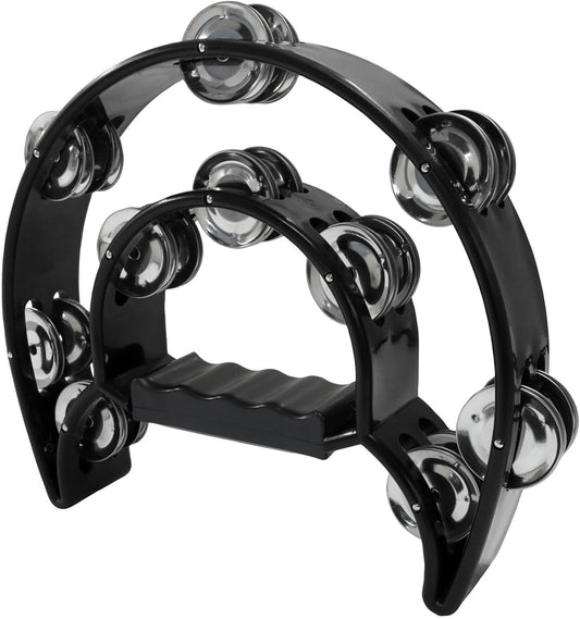 Tambourine Double Row, Metal Jingles Hand Held Percussion, Half Moon Tambourine for Kids/Adults/Party V1258-DP02-B-3753