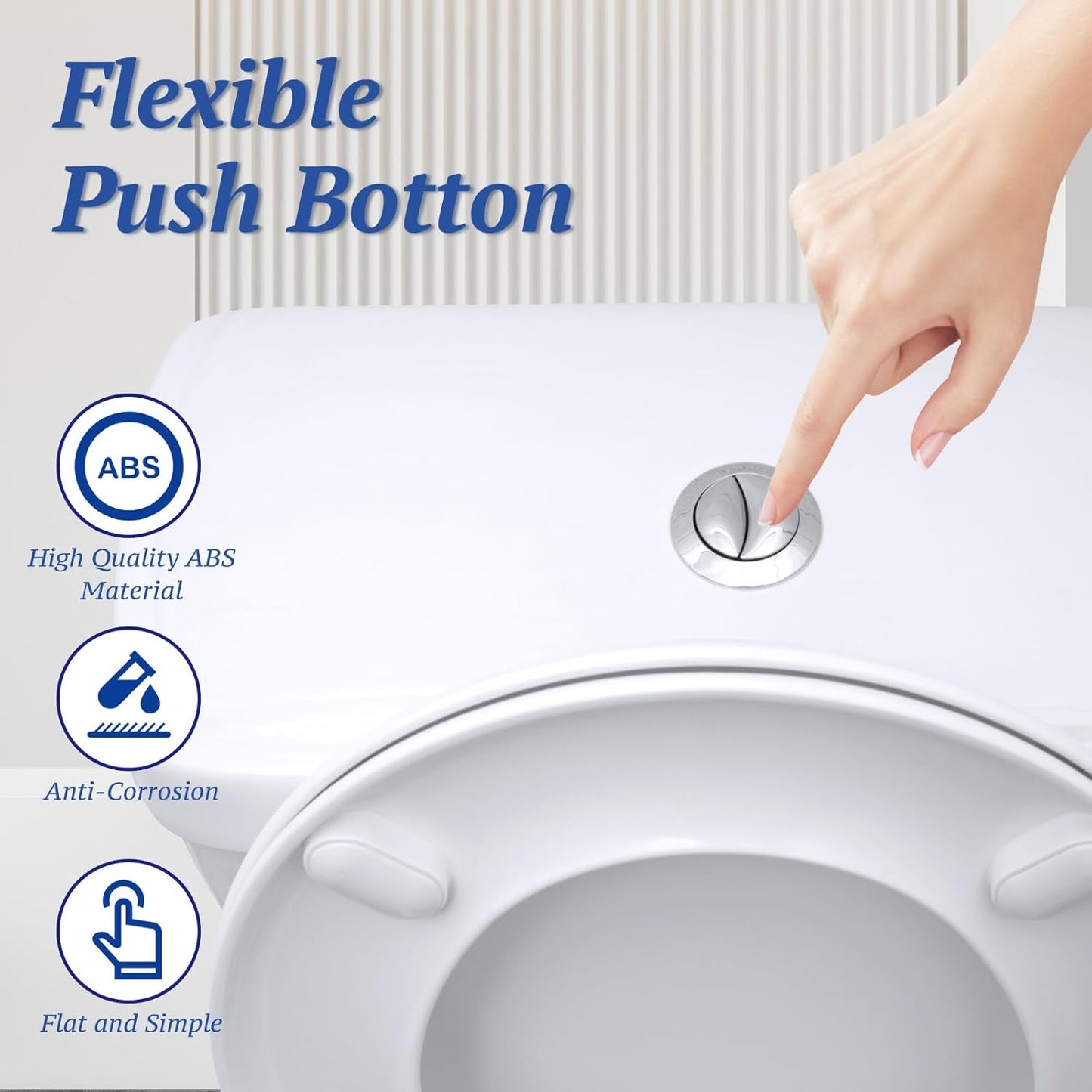 Toilet Tank Push Button 48mm Thread Diameter Dual Push Flushing Button Adjustable Toilet Water Tank Button V1258-DP02-B-3758