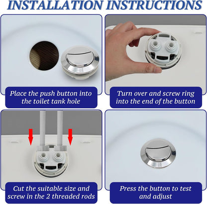 Toilet Tank Push Button 48mm Thread Diameter Dual Push Flushing Button Adjustable Toilet Water Tank Button V1258-DP02-B-3758