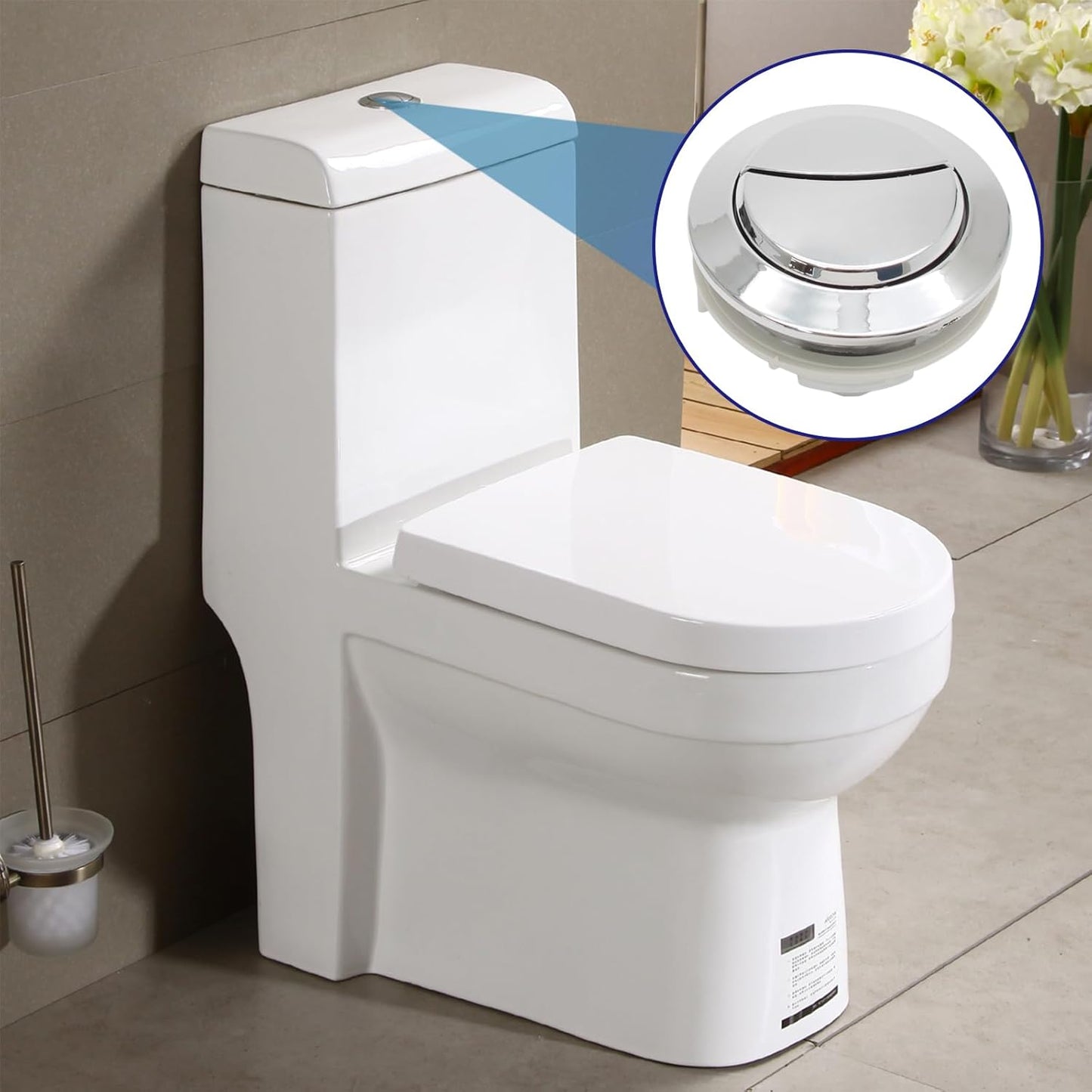 Toilet Tank Push Button 48mm Thread Diameter Dual Push Flushing Button Adjustable Toilet Water Tank Button V1258-DP02-B-3758