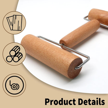 Wooden Rolling Pin, Ergonomic Non-Stick Pizza Baker Dough Pastry Roller for Kitchen Home Cooking Baking (H V1258-DP02-B-3759