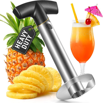 Pineapple Corer and Slicer, Heavy-Duty Stainless Steel Reinforced Thicker Blade Easy-to-Use Pineapple Core V1258-DP02-B-376