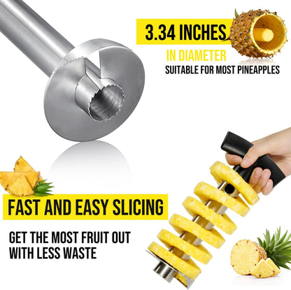 Pineapple Corer and Slicer, Heavy-Duty Stainless Steel Reinforced Thicker Blade Easy-to-Use Pineapple Core V1258-DP02-B-376