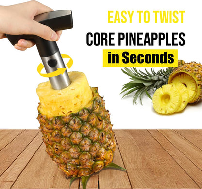 Pineapple Corer and Slicer, Heavy-Duty Stainless Steel Reinforced Thicker Blade Easy-to-Use Pineapple Core V1258-DP02-B-376