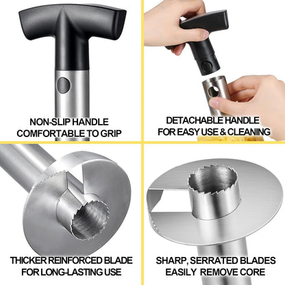 Pineapple Corer and Slicer, Heavy-Duty Stainless Steel Reinforced Thicker Blade Easy-to-Use Pineapple Core V1258-DP02-B-376