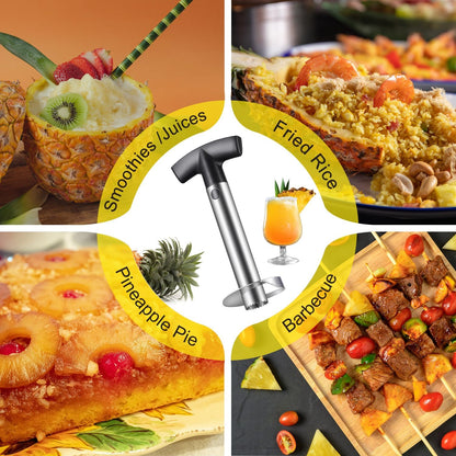 Pineapple Corer and Slicer, Heavy-Duty Stainless Steel Reinforced Thicker Blade Easy-to-Use Pineapple Core V1258-DP02-B-376