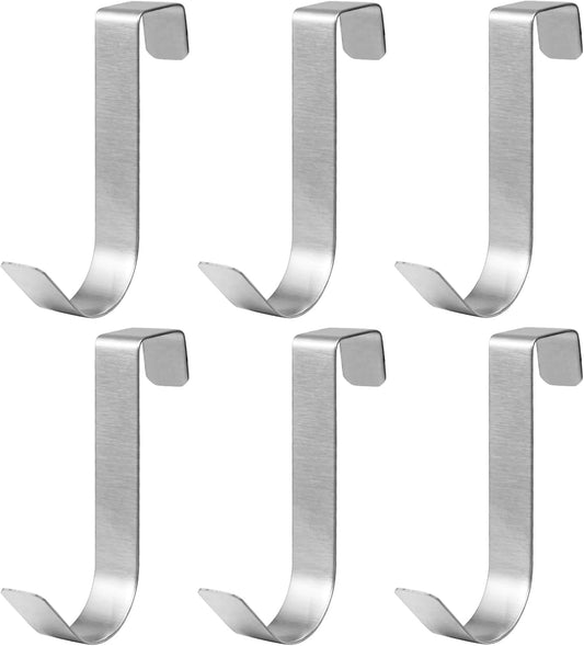 6 Pack Over The Cabinet Door Hooks Silver Towel Hook Over Bathroom Frameless Glass Door Office Kitchen Towel V1258-DP02-B-3764