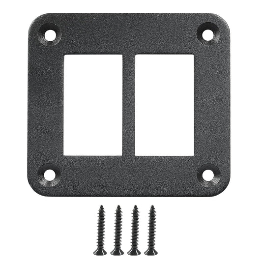 2 Gang Rocker Switch Panel Housing Holder, Rocker Toggle Switch Aluminum Housing Bracket with Screw, Black V1258-DP02-B-3768