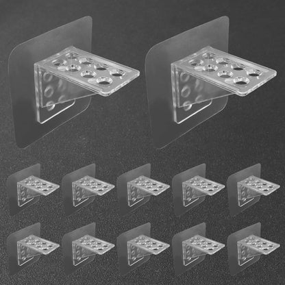 12 Pack Adhesive Shelf Bracket, Large Size Punch Free Bracket Single Row Shelf Support Peg, No-Drill Wall V1258-DP02-B-3778